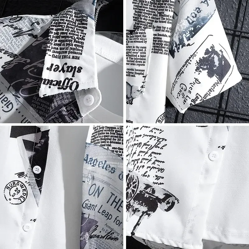 Men's Short sleeve Print Shirts Thin Beach Top Seaside Leisure Men's Essential Clothes