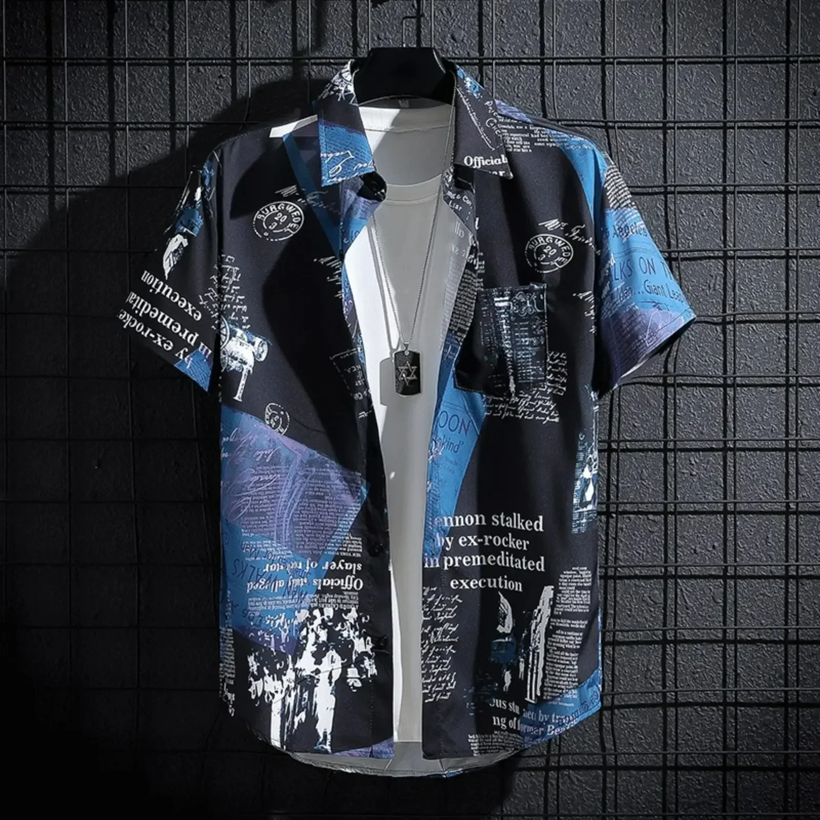 Men's Short sleeve Print Shirts Thin Beach Top Seaside Leisure Men's Essential Clothes