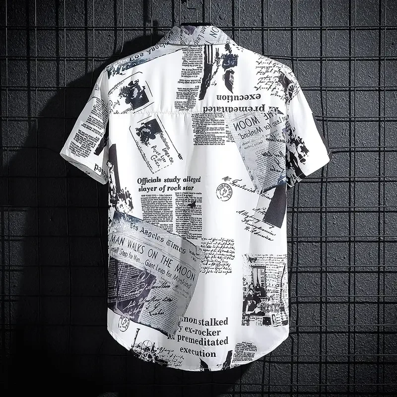 Men's Short sleeve Print Shirts Thin Beach Top Seaside Leisure Men's Essential Clothes