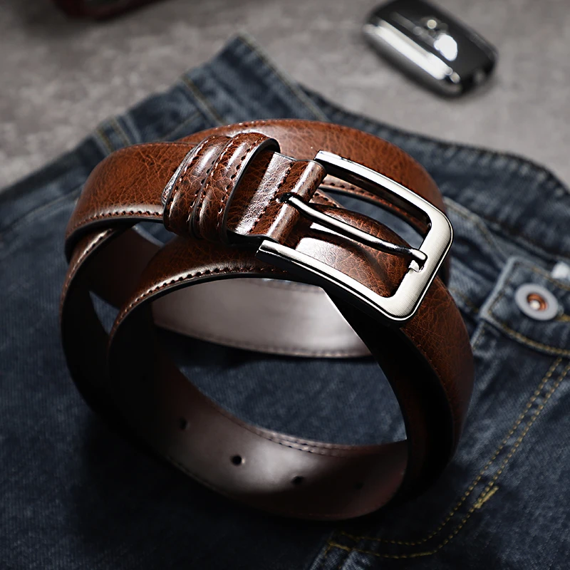 Men's Genuine Leather Needle Buckle Belt Youth Student Korean Versatile Casual Belt Korean Fashion Belt