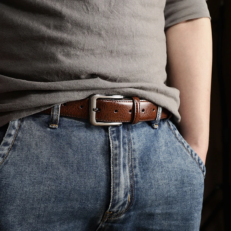 Men's Genuine Leather Needle Buckle Belt Youth Student Korean Versatile Casual Belt Korean Fashion Belt