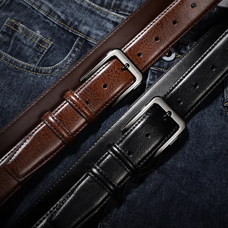 Men's Genuine Leather Needle Buckle Belt Youth Student Korean Versatile Casual Belt Korean Fashion Belt