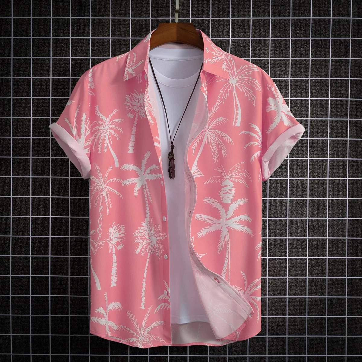 2023 Hawaiian Shirt Men Fashion Flower Geometric Printed Blouse Beach Single-breasted Short SleeveTops Holiday Men's Clothing