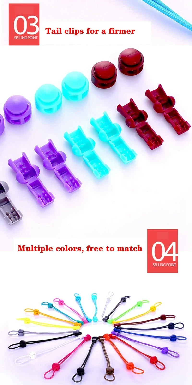 1Pair Elastic No-Tie Shoe Laces for Sneakers Quick Stretching Lock Lazy Laces Rubber Shoelace Round Shoestrings for Easy Adjustm