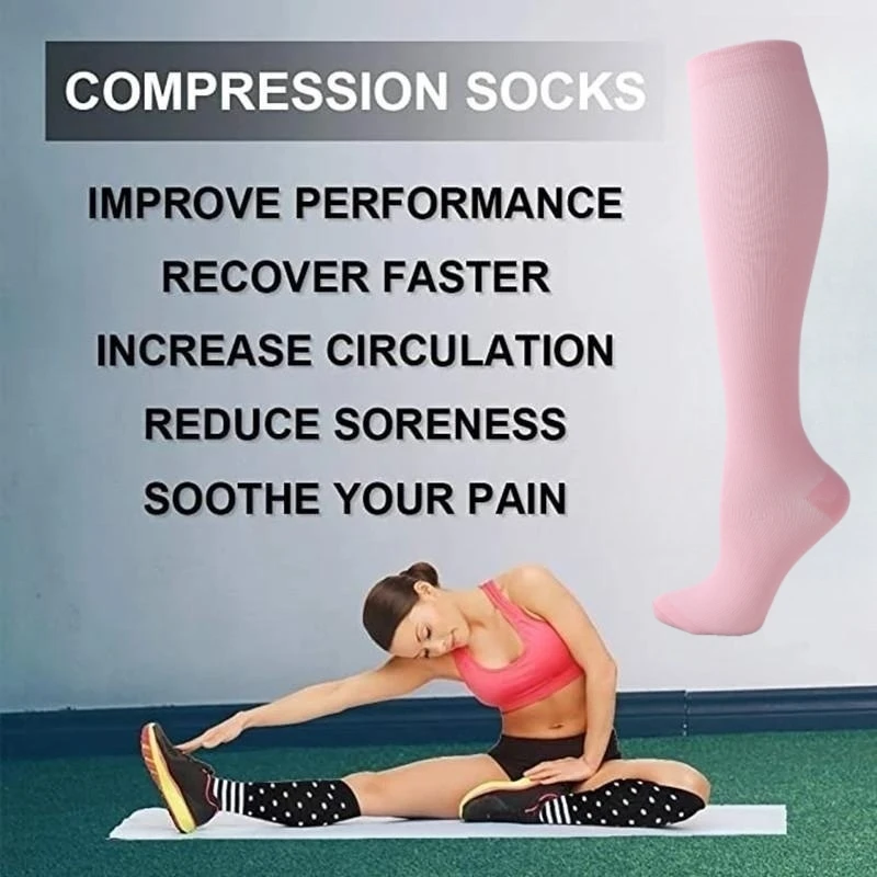 19 Styles Compression Stocking Blood Circulation Promotion Slimming Compression Socks Anti-Fatigue Comfortable Solid Color Socks
