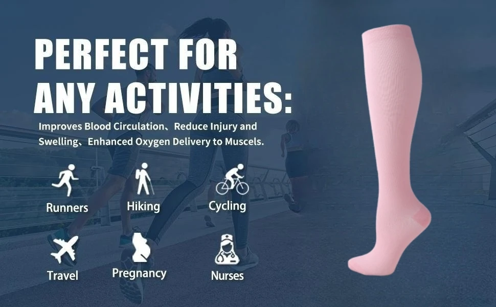 19 Styles Compression Stocking Blood Circulation Promotion Slimming Compression Socks Anti-Fatigue Comfortable Solid Color Socks