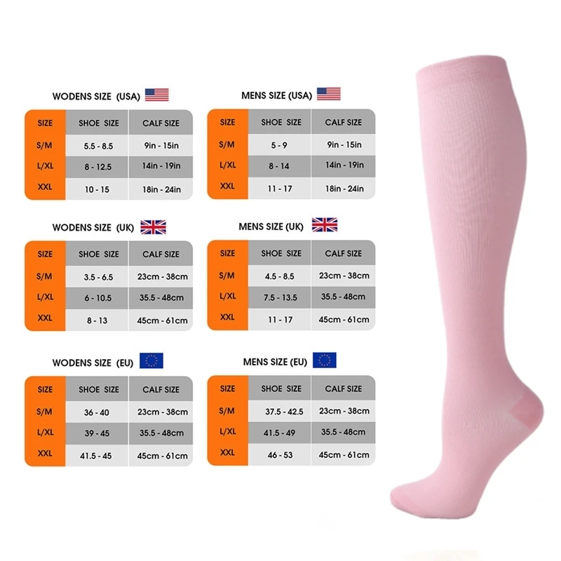 19 Styles Compression Stocking Blood Circulation Promotion Slimming Compression Socks Anti-Fatigue Comfortable Solid Color Socks