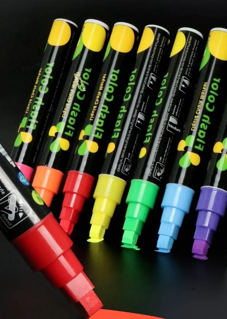 8 Color/set LED Highlighter Fluorescent Marker Pens Erasable Chalk 5/6/8/10mm Stationery For LED Writing Board Painting Graffit
