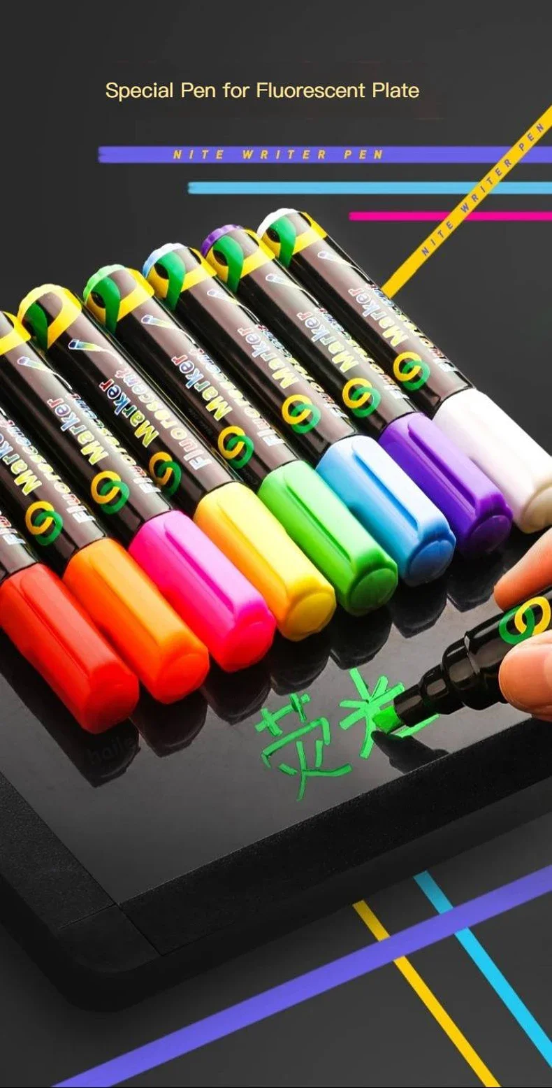 8 Color/set LED Highlighter Fluorescent Marker Pens Erasable Chalk 5/6/8/10mm Stationery For LED Writing Board Painting Graffit