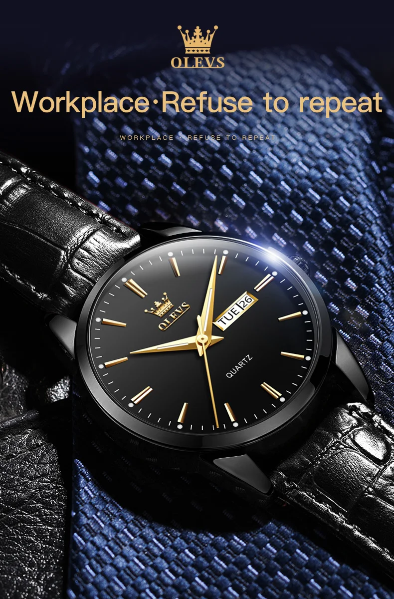 OLEVS Mens Quartz Watches Brand Luxury Casual Fashion Men's Watch For Gifts Breathable Leather Waterproof Luminous Wristwatch