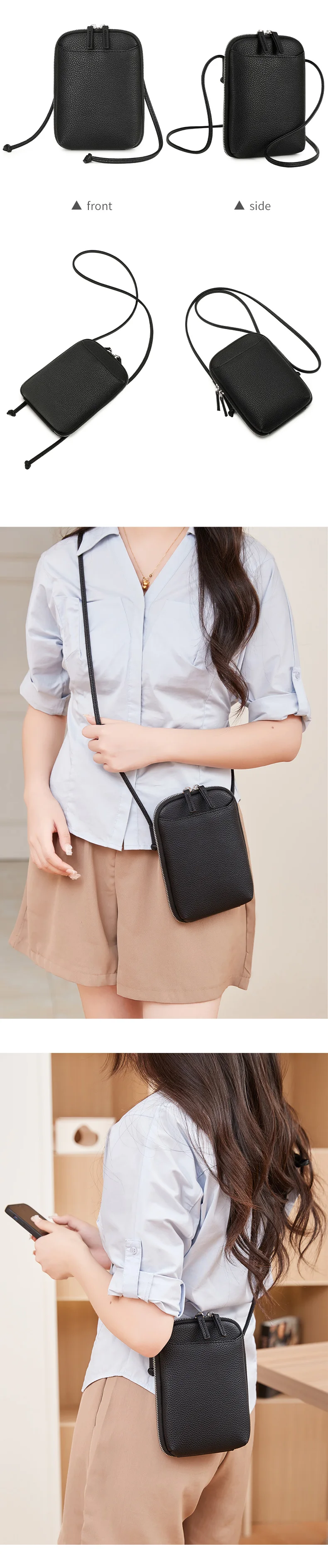 Classic solid color women's crossbody bag high-quality PU leather shoulder bag fashionableluxury large capacity mobile phone bag