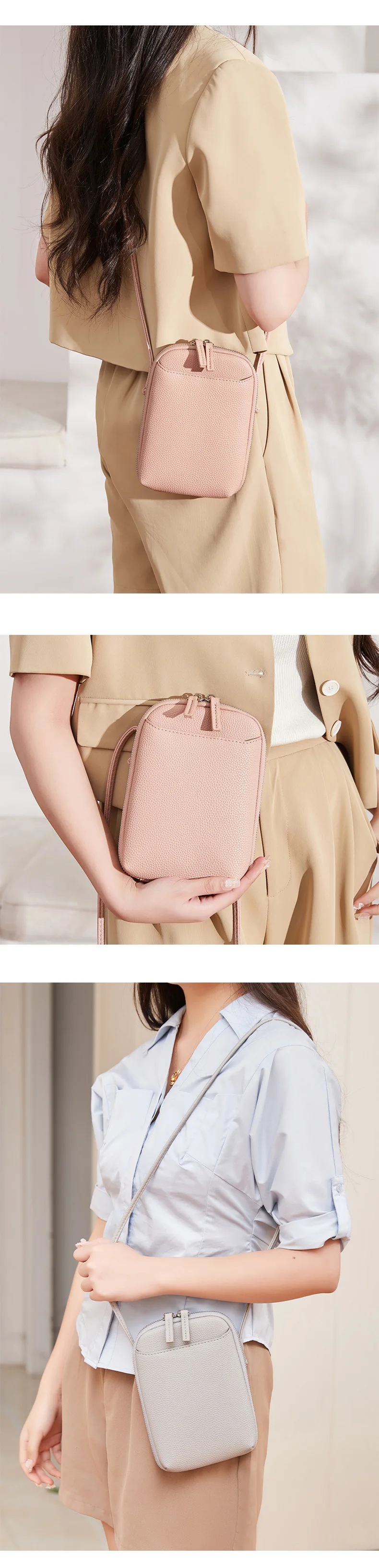 Classic solid color women's crossbody bag high-quality PU leather shoulder bag fashionableluxury large capacity mobile phone bag