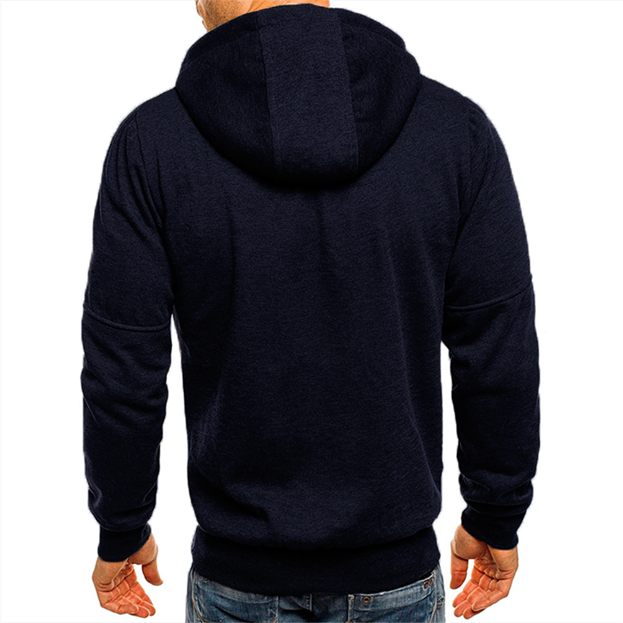 Solid color men's hooded jacket Casual long-sleeved hoodie Zipper Gym sports hoodie Spring Fall