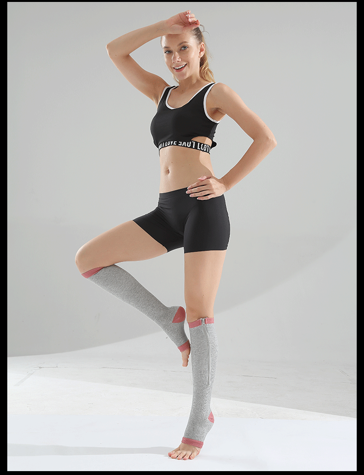 Compression Socks Men Women Knee Maternity High Zipper Socks Anti-Fatigue Stretchy Sox Outdoor Running Hiking Sports Socks YSZ01