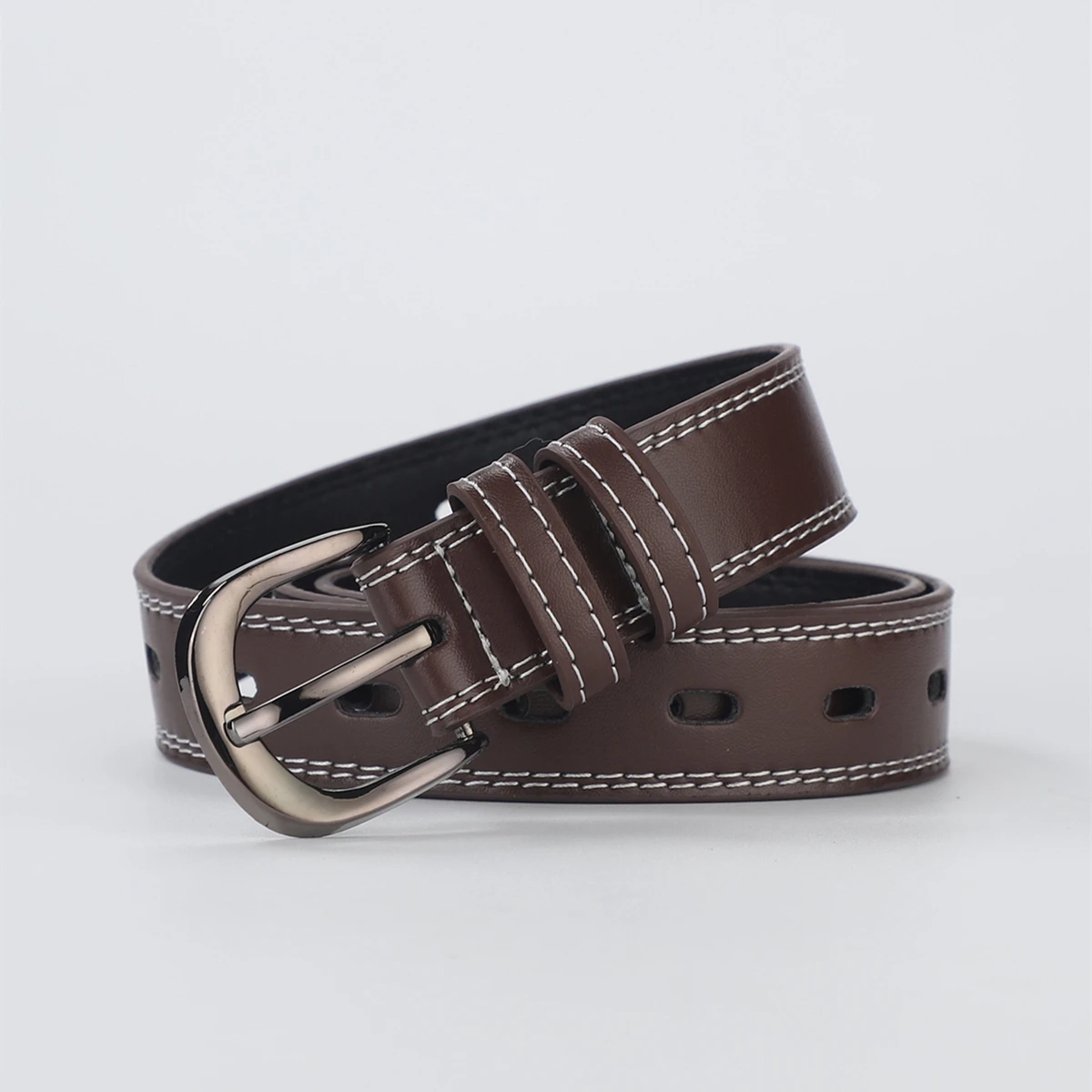 The whole body hollow belt men and women simple tie-in black jeans belt casual belt