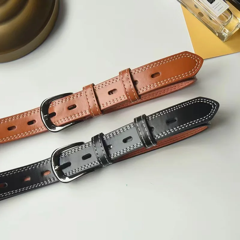 The whole body hollow belt men and women simple tie-in black jeans belt casual belt