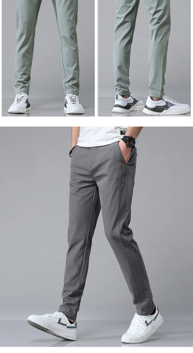 2024 Spring Summer Ultra-thin Men's Stretch Slim Straight Casual Pants High Quality Fashion Breathable Golf Sports Trousers