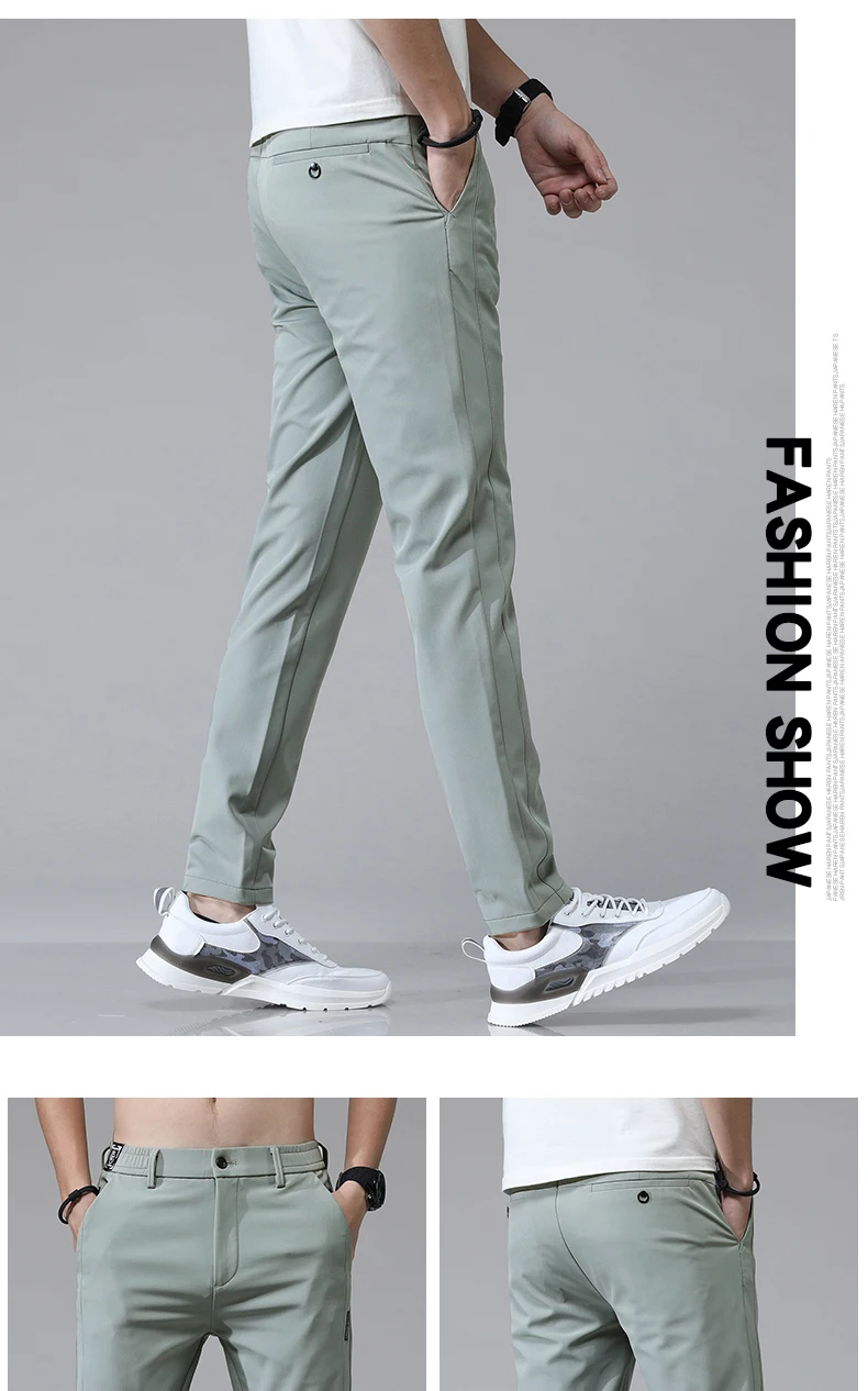 2024 Spring Summer Ultra-thin Men's Stretch Slim Straight Casual Pants High Quality Fashion Breathable Golf Sports Trousers
