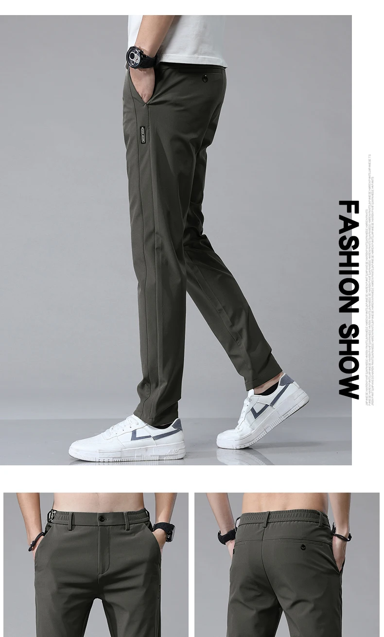 2024 Spring Summer Ultra-thin Men's Stretch Slim Straight Casual Pants High Quality Fashion Breathable Golf Sports Trousers