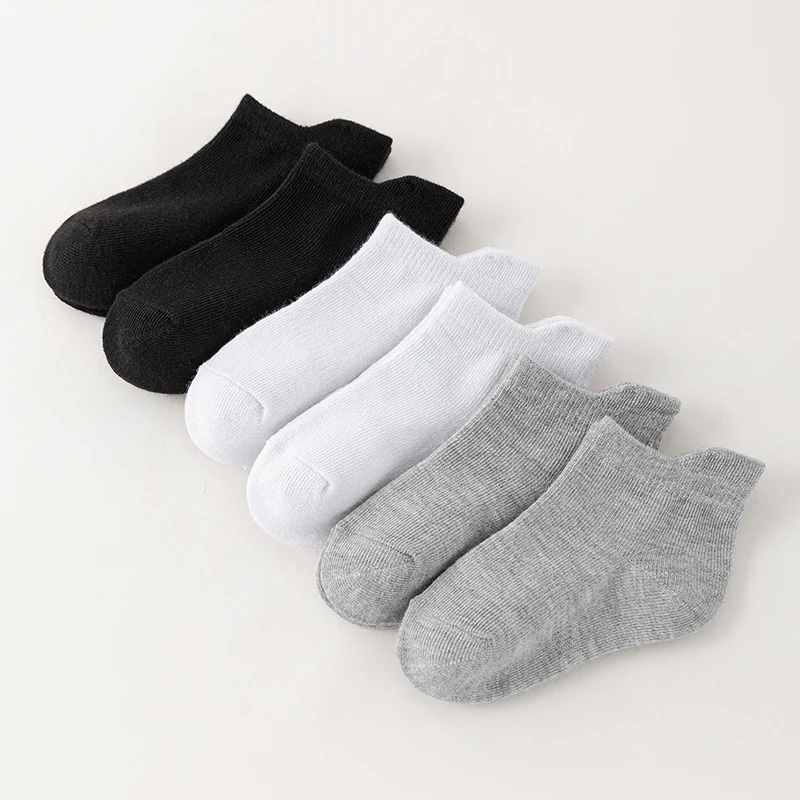 6 Pairs Kids Socks For Toddler Baby Boys Girls White Ankle Socks