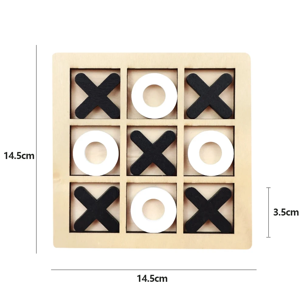 Wooden XO Tic Tac Toe Game Mini Chess Board Interaction Puzzle Training Montessori Educational Toys Gift for Kids Boy Girl
