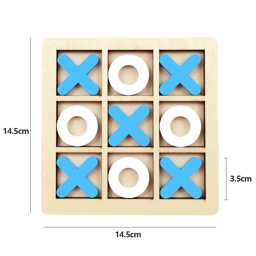 Wooden XO Tic Tac Toe Game Mini Chess Board Interaction Puzzle Training Montessori Educational Toys Gift for Kids Boy Girl