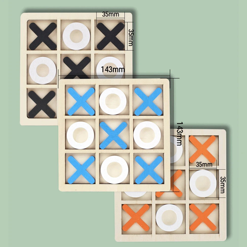 Wooden XO Tic Tac Toe Game Mini Chess Board Interaction Puzzle Training Montessori Educational Toys Gift for Kids Boy Girl