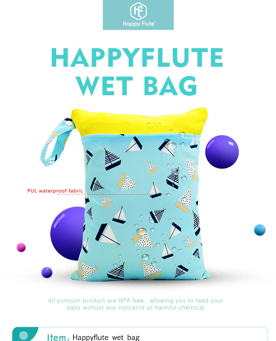 HappyFlute 1PC Portable Baby Diaper Bag Printed Waterproof Wet Dry Nappy Handbag Stroller Carry Pack Travel Wetbag With Pockets