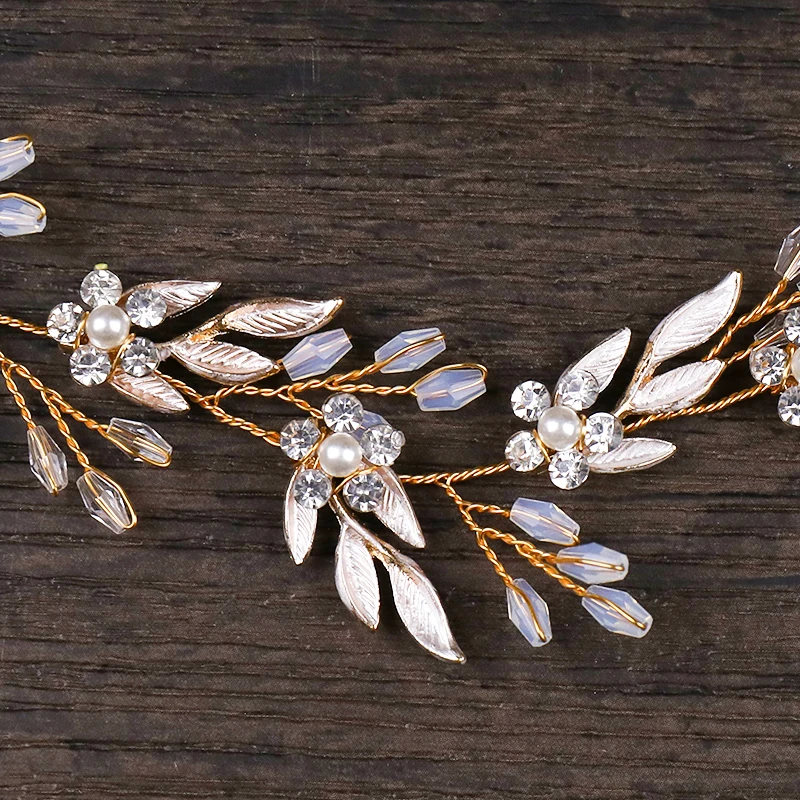 2020 Wedding Hair Accessories Crystal Pearl Headband tiara Flower Headpiece Hair Vine Women Hair Jewelry Bridal Hair Accessories