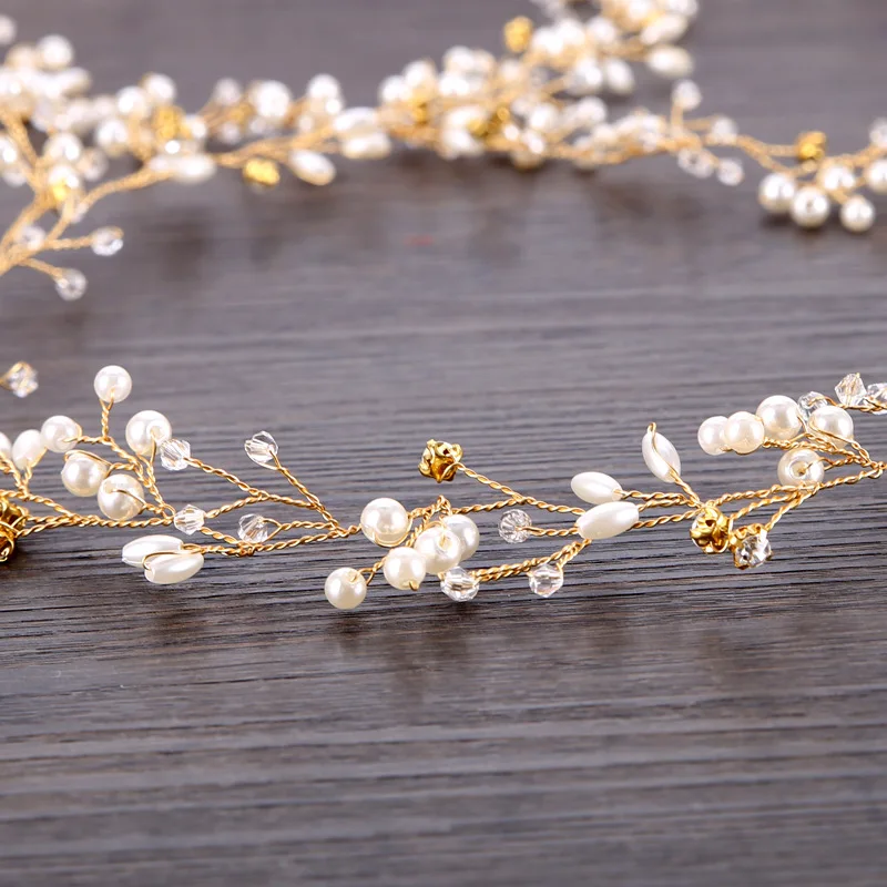 2020 Wedding Hair Accessories Crystal Pearl Headband tiara Flower Headpiece Hair Vine Women Hair Jewelry Bridal Hair Accessories