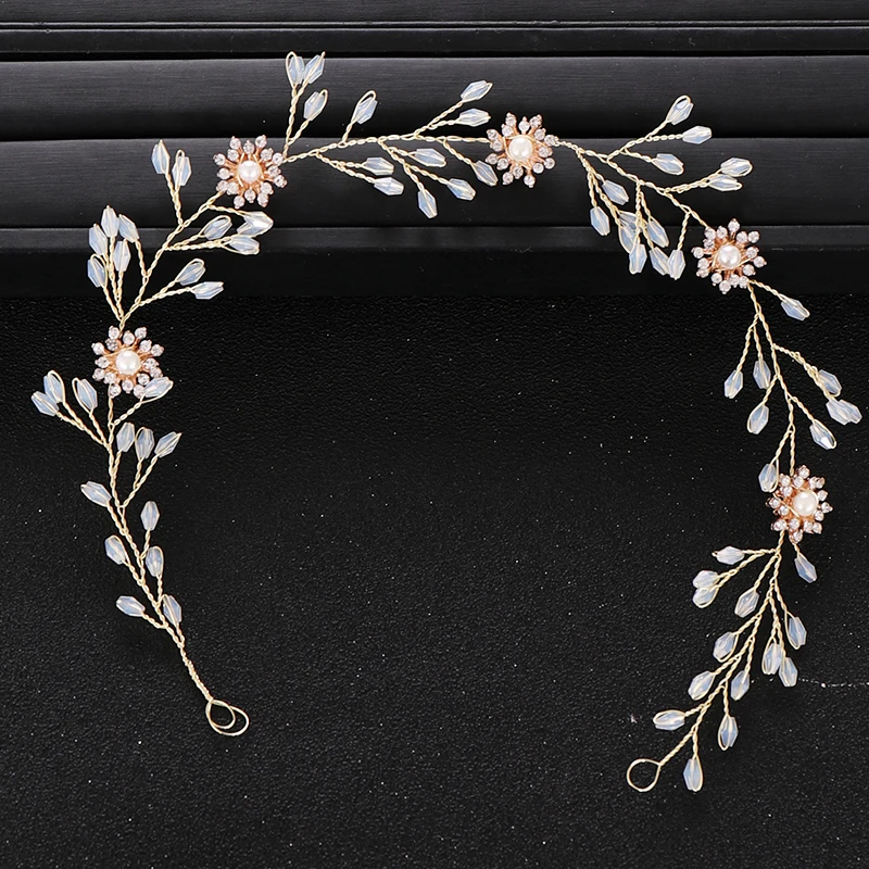 2020 Wedding Hair Accessories Crystal Pearl Headband tiara Flower Headpiece Hair Vine Women Hair Jewelry Bridal Hair Accessories