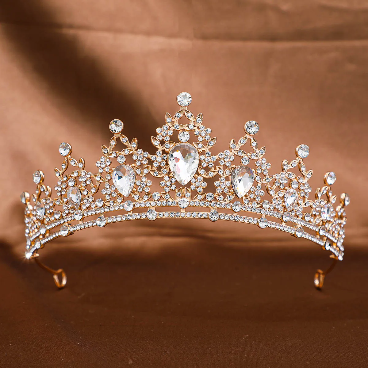 1Pc Golden Baroque Crystal Tiaras And Crowns For Women Bride Rhinestone Prom Diadem Headband Bridal Wedding Hair Accessories