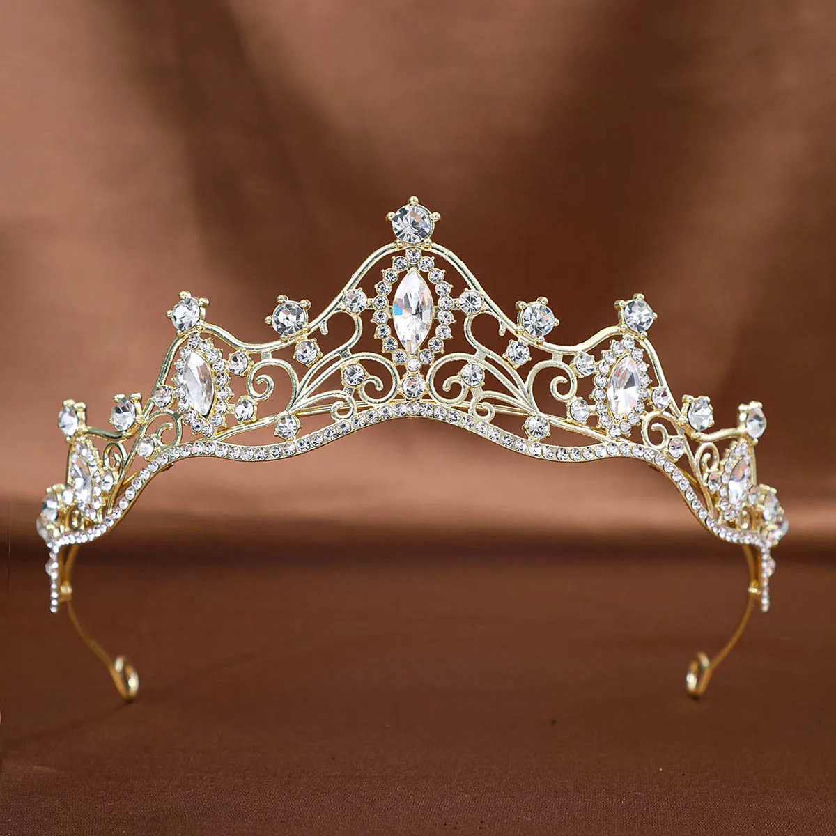 1Pc Golden Baroque Crystal Tiaras And Crowns For Women Bride Rhinestone Prom Diadem Headband Bridal Wedding Hair Accessories