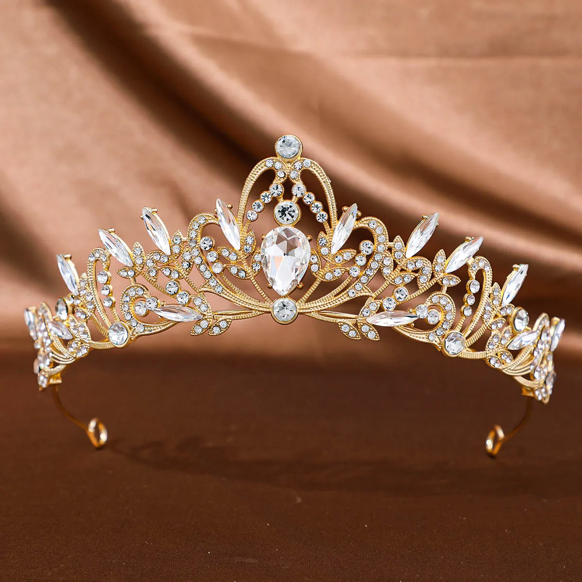 1Pc Golden Baroque Crystal Tiaras And Crowns For Women Bride Rhinestone Prom Diadem Headband Bridal Wedding Hair Accessories