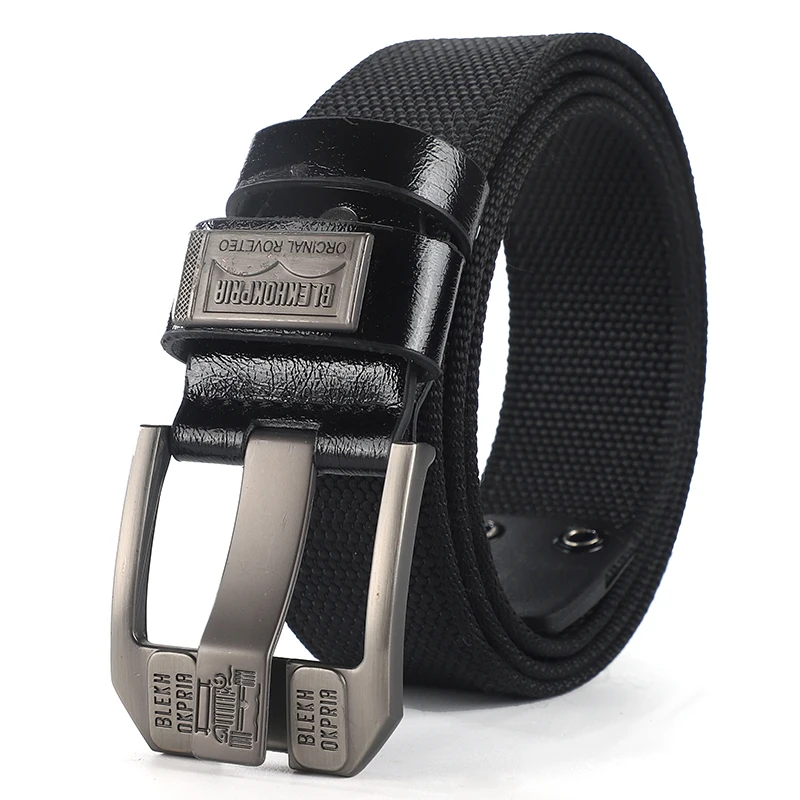 Canvas belt, men's new thickened belt, casual and versatile, extended fabric belt, large needle buckle, jeans belt