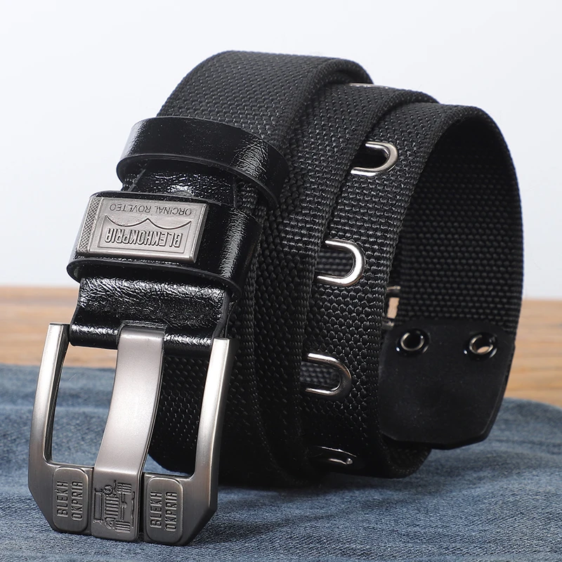 Canvas belt, men's new thickened belt, casual and versatile, extended fabric belt, large needle buckle, jeans belt