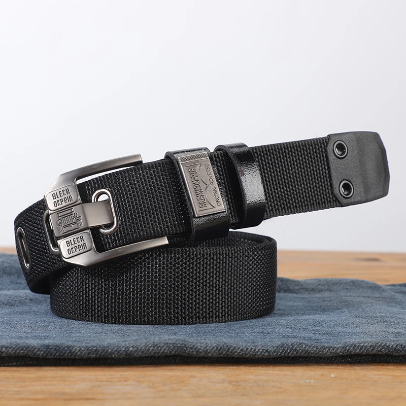 Canvas belt, men's new thickened belt, casual and versatile, extended fabric belt, large needle buckle, jeans belt