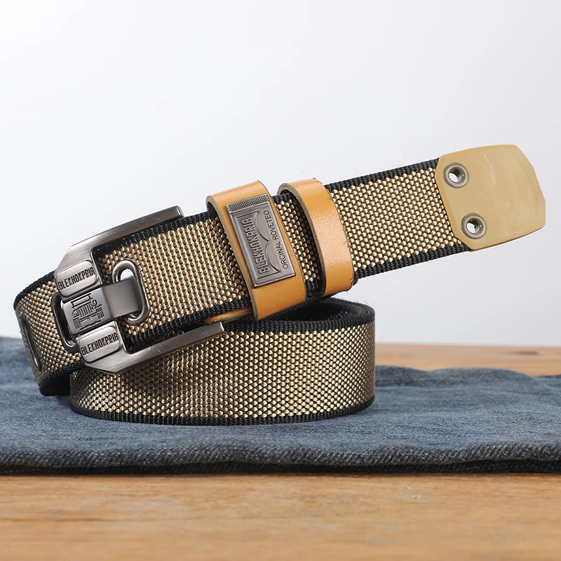 Canvas belt, men's new thickened belt, casual and versatile, extended fabric belt, large needle buckle, jeans belt