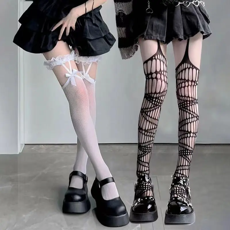 Women's Socks Spring Summer Lolita Sock Long Tube Sock Thin JK Girl Lolita Socks Fishnet Stockings Lace Suspenders Socks Fashion