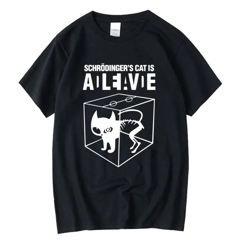 Men's T-shirt Top Quality Cotton Blend Schrodinger's Cat Print Short Sleeve Men T Shirt Casual The Big Bang Theory Mens Tshirt
