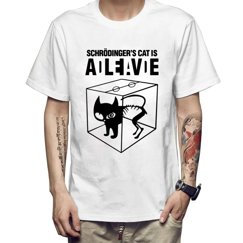 Men's T-shirt Top Quality Cotton Blend Schrodinger's Cat Print Short Sleeve Men T Shirt Casual The Big Bang Theory Mens Tshirt