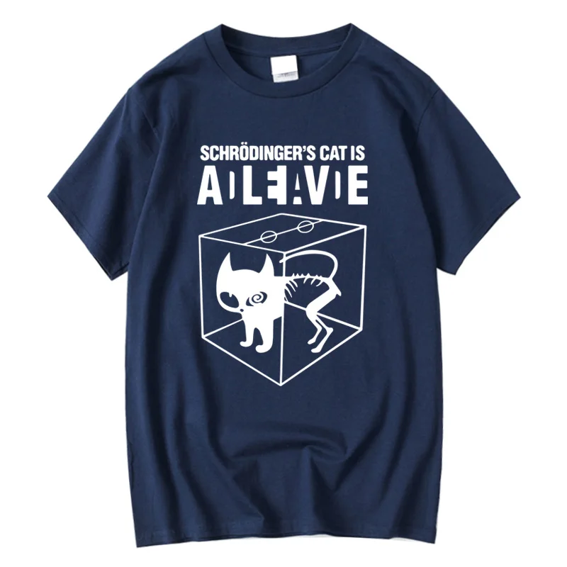 Men's T-shirt Top Quality Cotton Blend Schrodinger's Cat Print Short Sleeve Men T Shirt Casual The Big Bang Theory Mens Tshirt