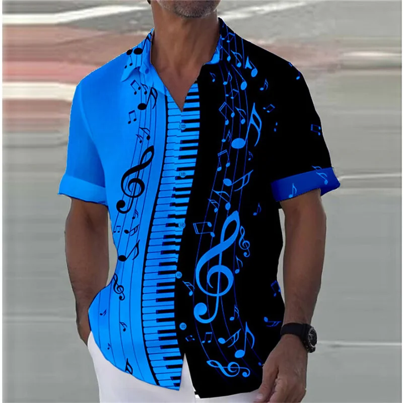 8 Colors 2024 Summer Note Shirt Piano 3D Printed Streetwear Men Women Fashion Oversized Short Sleeve Tops Clothing S-5XL