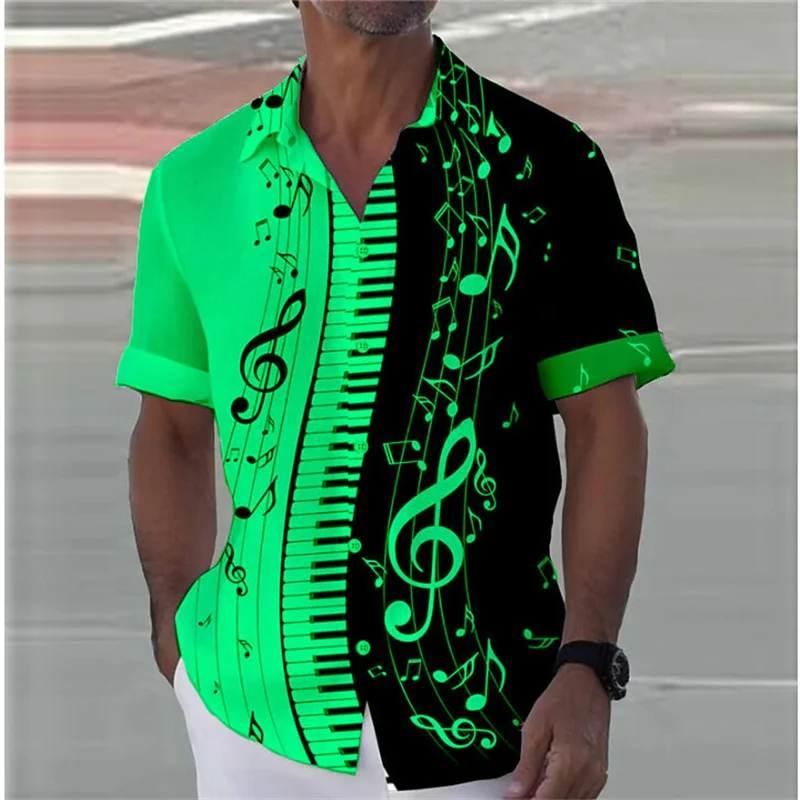 8 Colors 2024 Summer Note Shirt Piano 3D Printed Streetwear Men Women Fashion Oversized Short Sleeve Tops Clothing S-5XL
