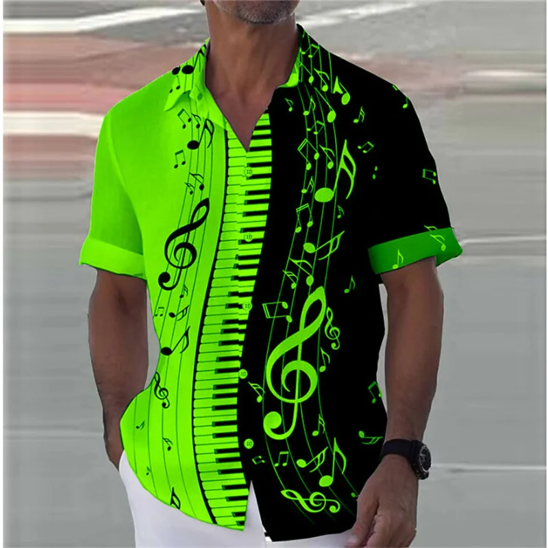 8 Colors 2024 Summer Note Shirt Piano 3D Printed Streetwear Men Women Fashion Oversized Short Sleeve Tops Clothing S-5XL