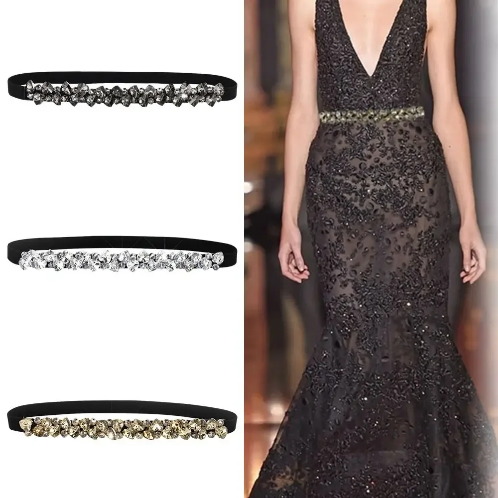 Fashion Crystal Belts Women Elastic Shining Waist Slim Fit Rhinestone Luxury Ladies Woman For Dress Accesorios