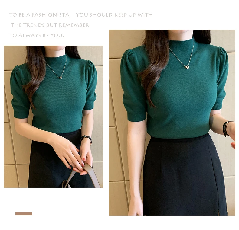 Blusas Mujer De Moda 2023 Verano Short Sleeve White Knitted Sweater Women Pullovers Women Tops Knit Women Sweater Sweaters G03