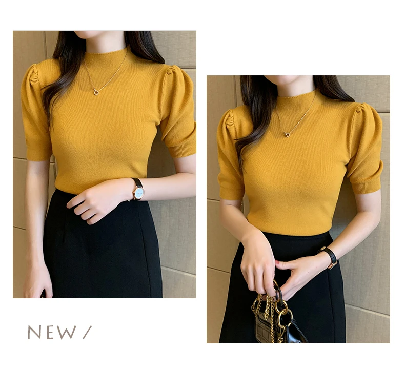 Blusas Mujer De Moda 2023 Verano Short Sleeve White Knitted Sweater Women Pullovers Women Tops Knit Women Sweater Sweaters G03