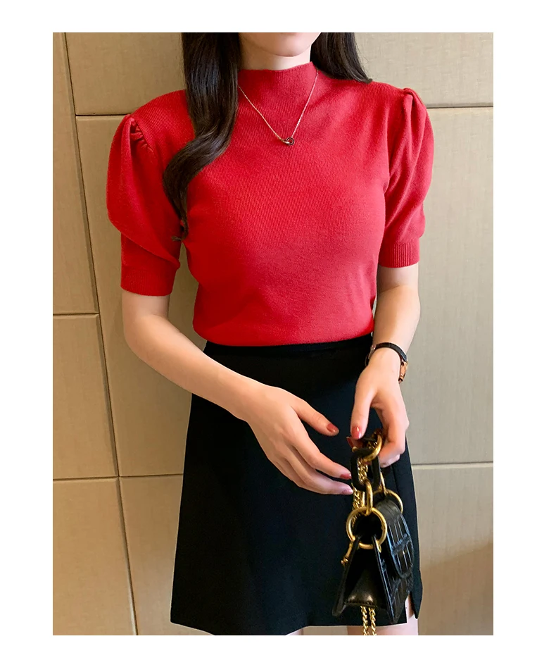 Blusas Mujer De Moda 2023 Verano Short Sleeve White Knitted Sweater Women Pullovers Women Tops Knit Women Sweater Sweaters G03