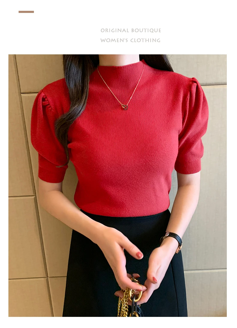 Blusas Mujer De Moda 2023 Verano Short Sleeve White Knitted Sweater Women Pullovers Women Tops Knit Women Sweater Sweaters G03